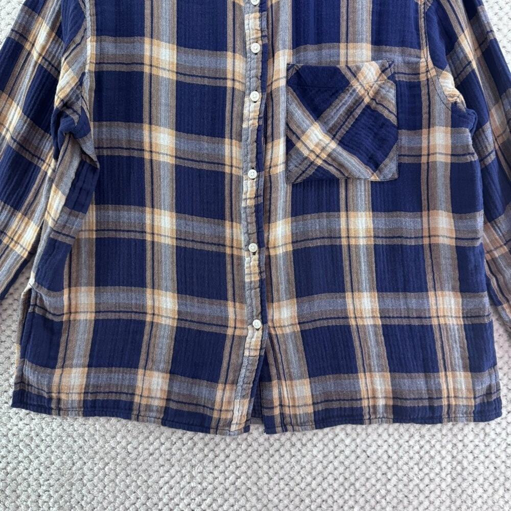 aerie Plaid Flannel Shirt Womens M Blue 90s Grunge Cabincore Outdoors - Picture 4 of 13